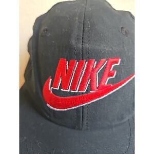 VTG NIKE Swoosh Spell Out Nylon Black RARE Retro 90s Running Panel Hat No Tags